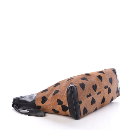 Burberry Calf Hair Heart Print Little Crush Dark Camel Black 4 of 9