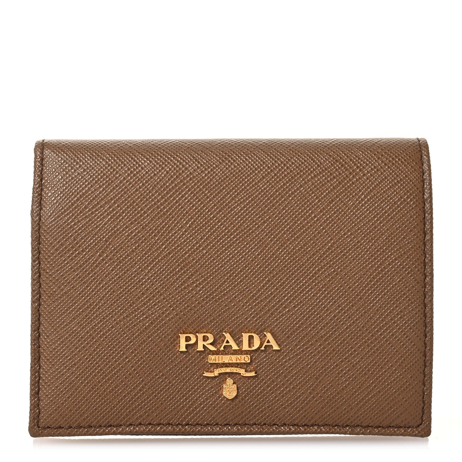 Prada Saffiano Metal Bi-Fold Wallet Caramel 1 of 10