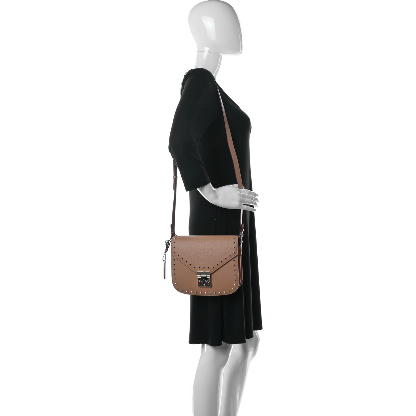Calfskin Studded Patricia Crossbody Bag Biscuit