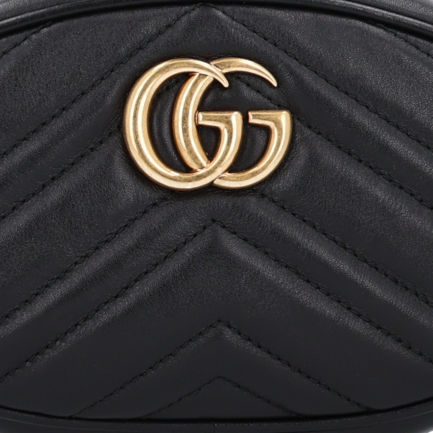 Gucci Calfskin Matelasse GG Marmont Belt Bag 75 30 Black 7 of 9