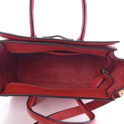 Celine Drummed Calfskin Nano Luggage Coquelicot 5 of 12