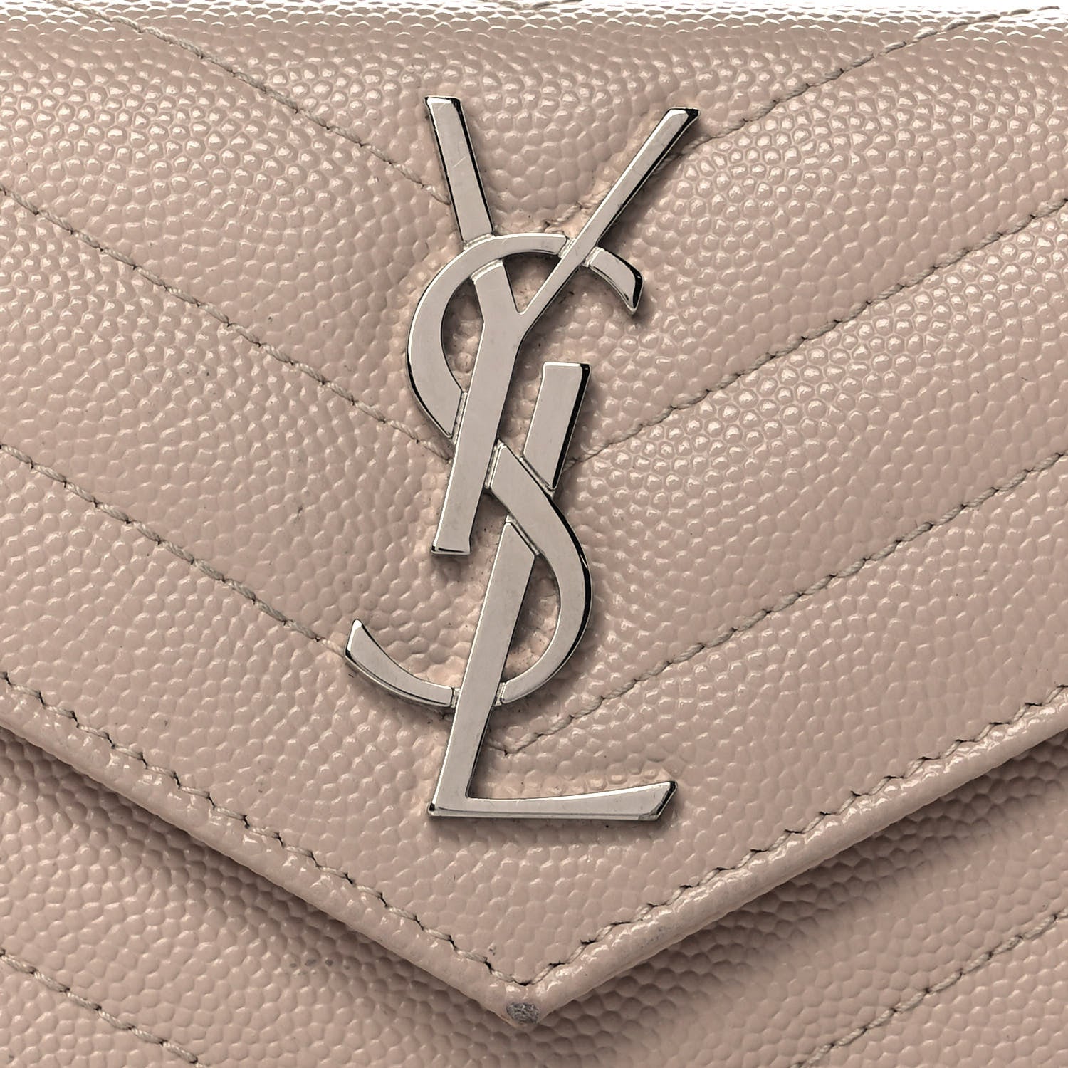 Saint Laurent Grain De Poudre Matelasse Chevron Small Monogram Envelope Wallet Blush 7 of 8