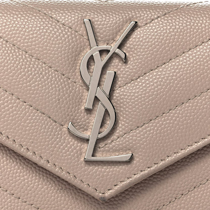 Saint Laurent Grain De Poudre Matelasse Chevron Small Monogram Envelope Wallet Blush 7 of 8