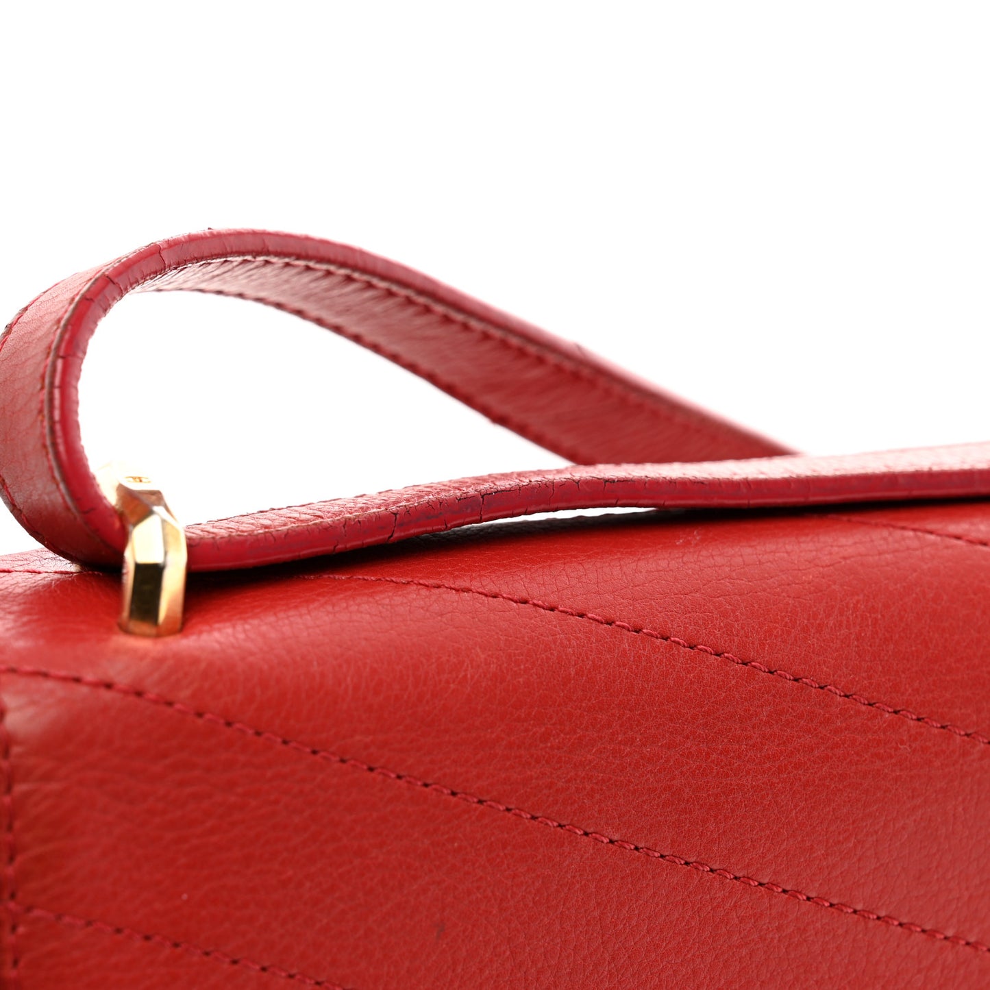Calfskin Chevron Quilted Casual Trip Flap Red