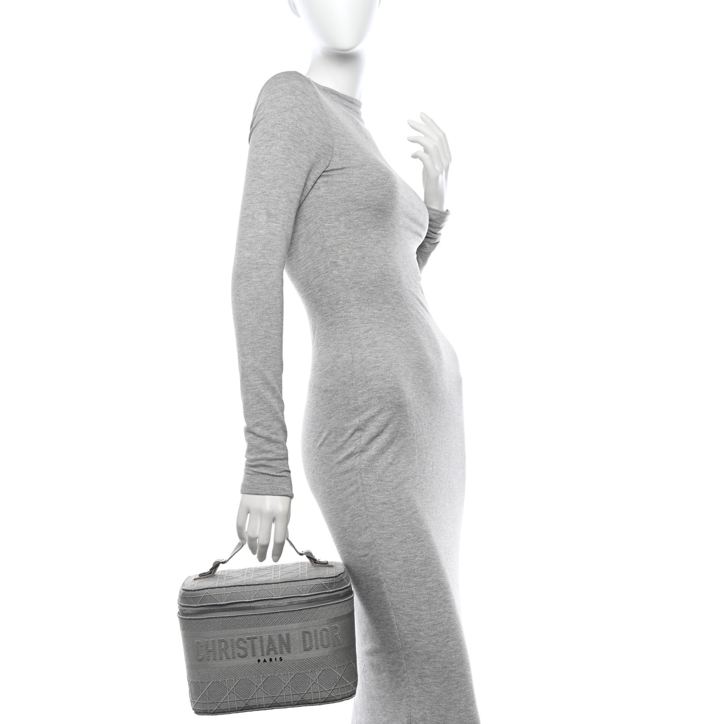 Canvas Embroidered Cannage Diortravel Vanity Case Grey