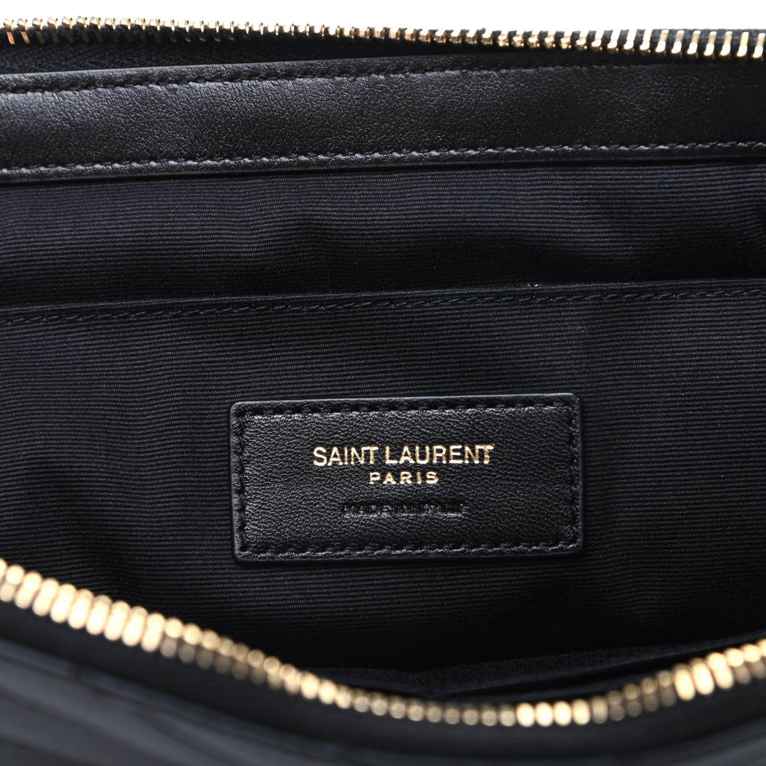 Saint Laurent Calfskin Matelasse Chevron Monogram Document Holder Black 6 of 9