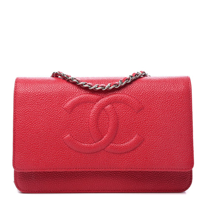 Chanel Caviar Timeless CC Wallet On Chain WOC Red 1 of 4