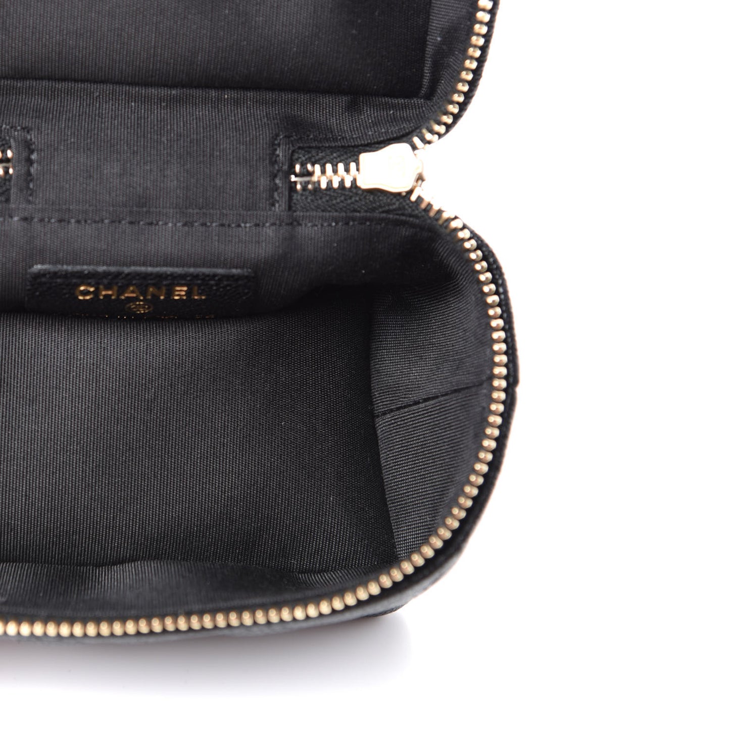 Caviar Quilted Mini Top Handle Vanity With Chain Black