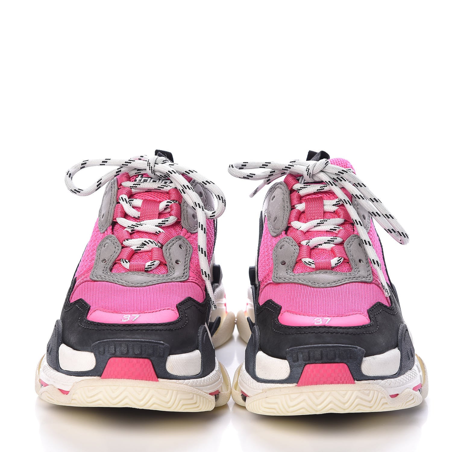 Balenciaga Fabric Mesh Womens Triple S Sneakers 37 Fluo Pink Grey White 2 of 7