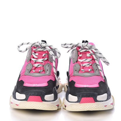 Balenciaga Fabric Mesh Womens Triple S Sneakers 37 Fluo Pink Grey White 2 of 7