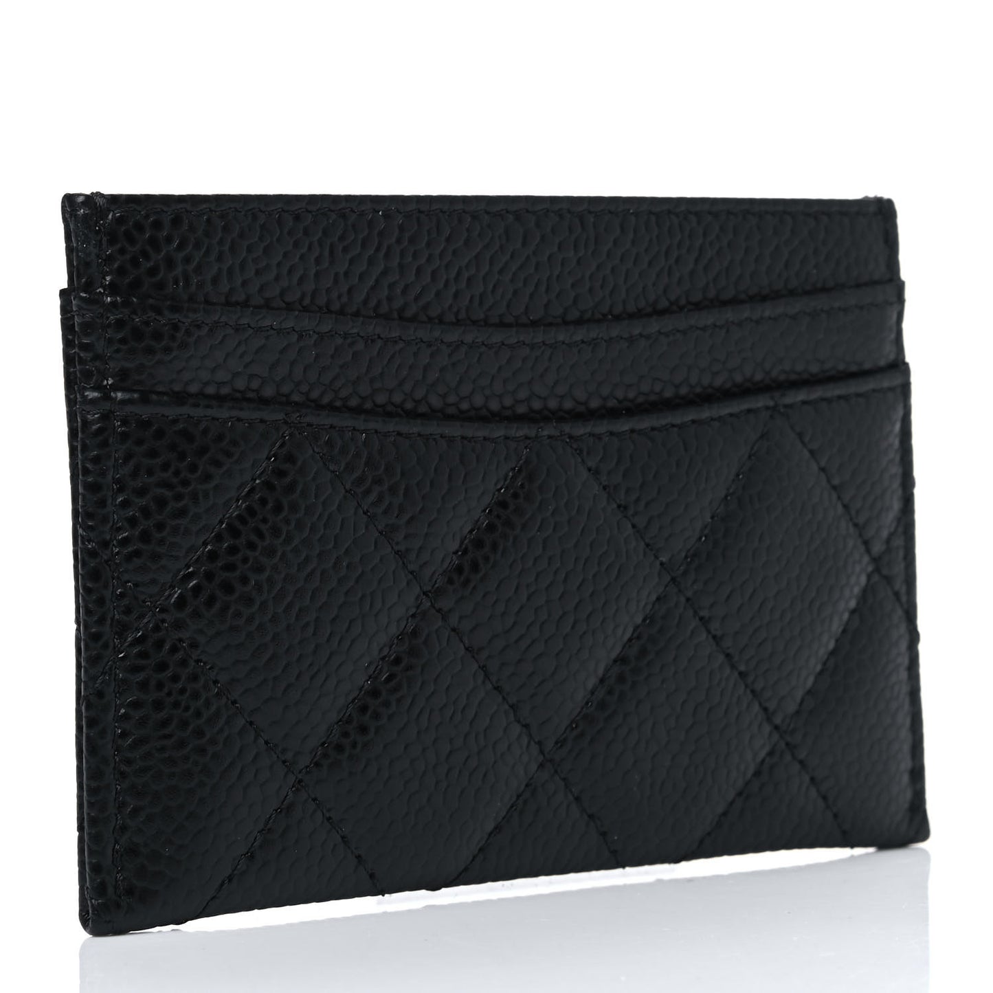 Caviar Quilted Card Holder Black