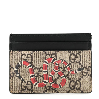 Gucci GG Supreme Monogram Kingsnake Card Holder Beige Black 1 of 7