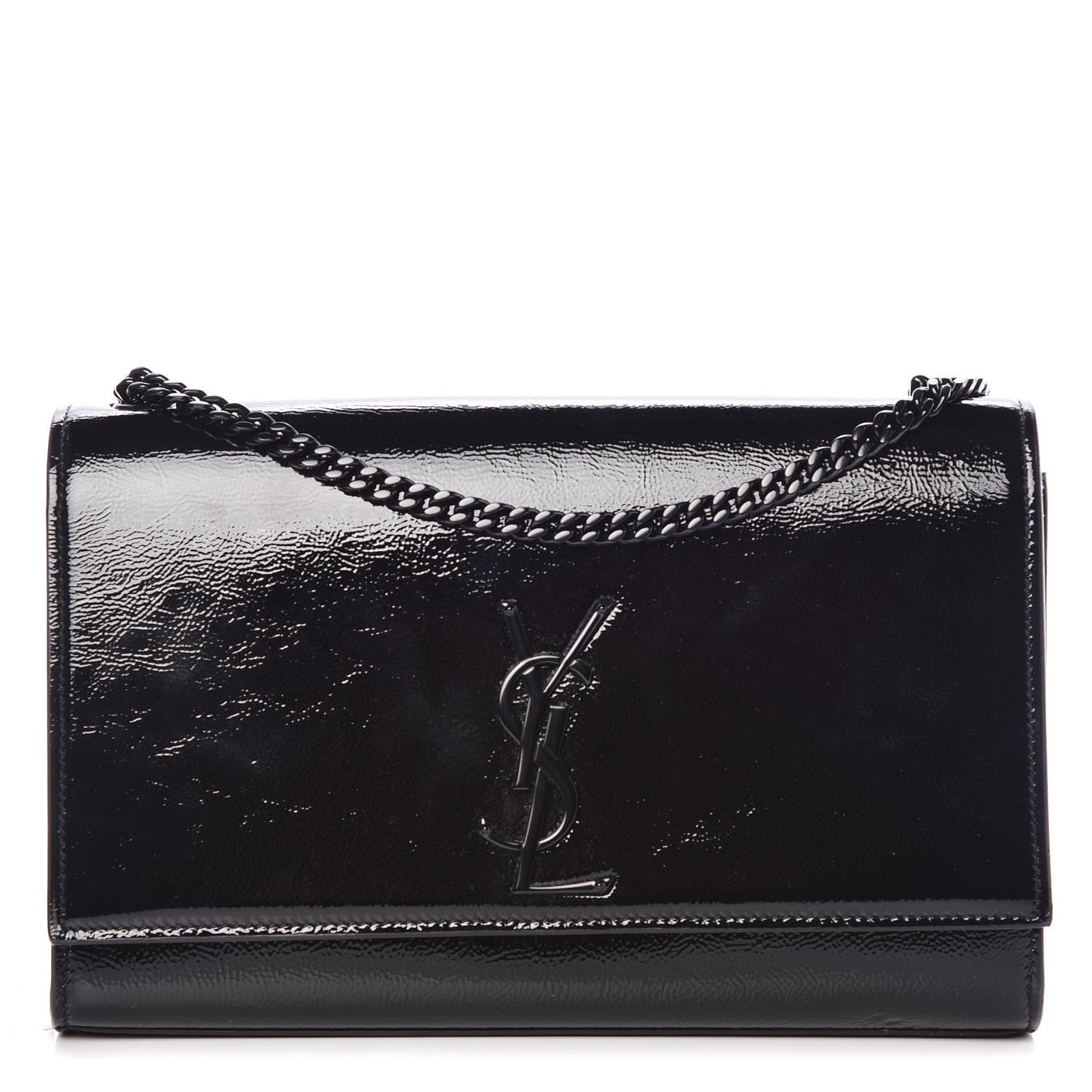 Saint Laurent Textured Patent Medium Classic Monogram Kate Satchel Black 1 of 9