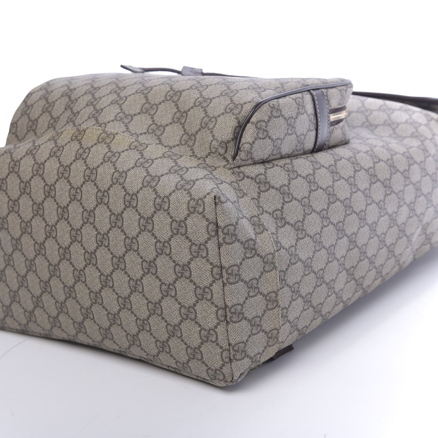 GG Supreme Monogram Medium Single Buckle Rucksack Backpack Beige Ebony Brown