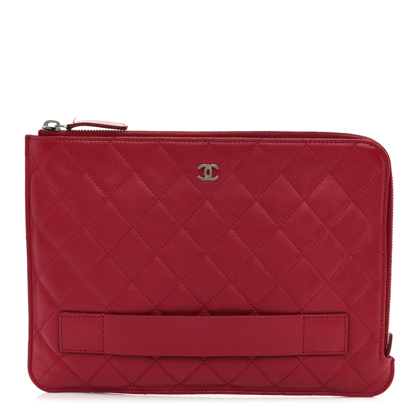 Calfskin Quilted Medium Slide Pouch Red