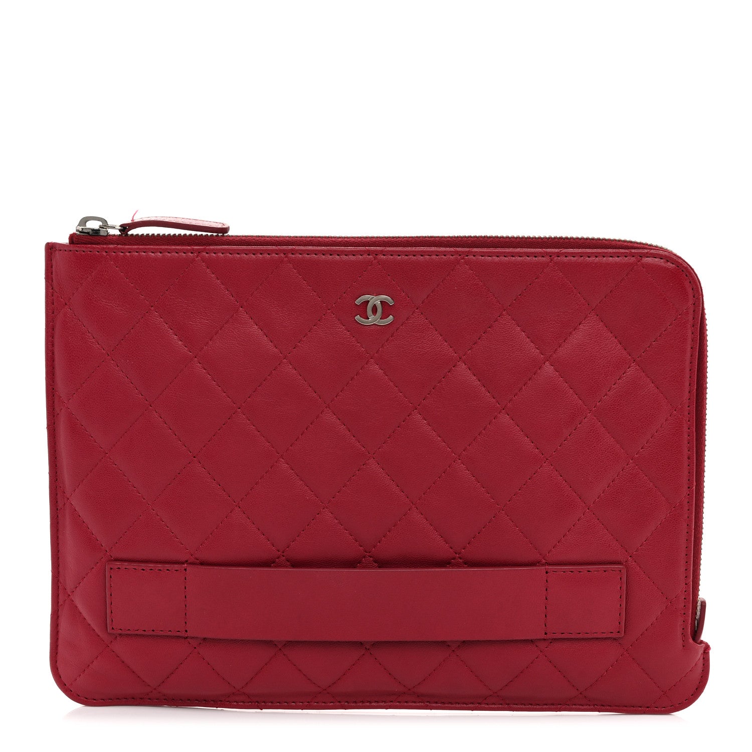 Chanel Calfskin Quilted Medium Slide Pouch Red 1 of 8