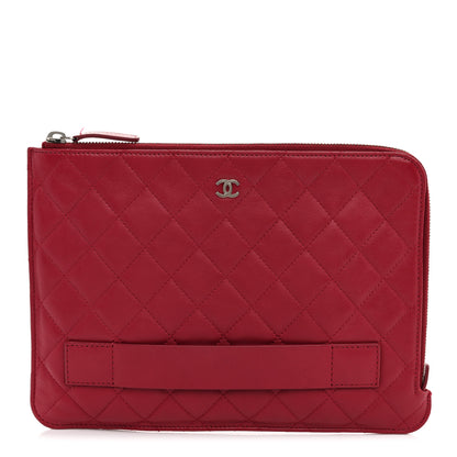 Chanel Calfskin Quilted Medium Slide Pouch Red 1 of 8
