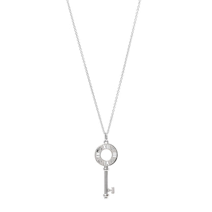 Tiffany 18K White Gold Diamond Atlas Pierced Key Pendant Necklace 1 of 6