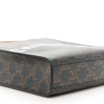 Celine Triomphe Canvas Calfskin Mini Vertical Cabas Tan 8 of 9