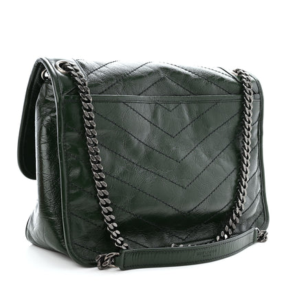 Saint Laurent Crinkled Calfskin Matelasse Monogram Medium Niki Chain Satchel Military Olive 3 of 10
