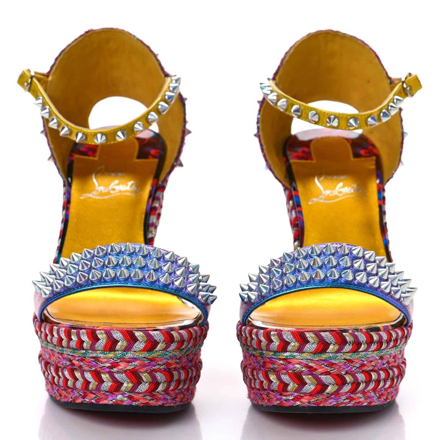 Nappa Lame Madmonica 120 Wedge Sandals 37 Lin Yellow Multicolor