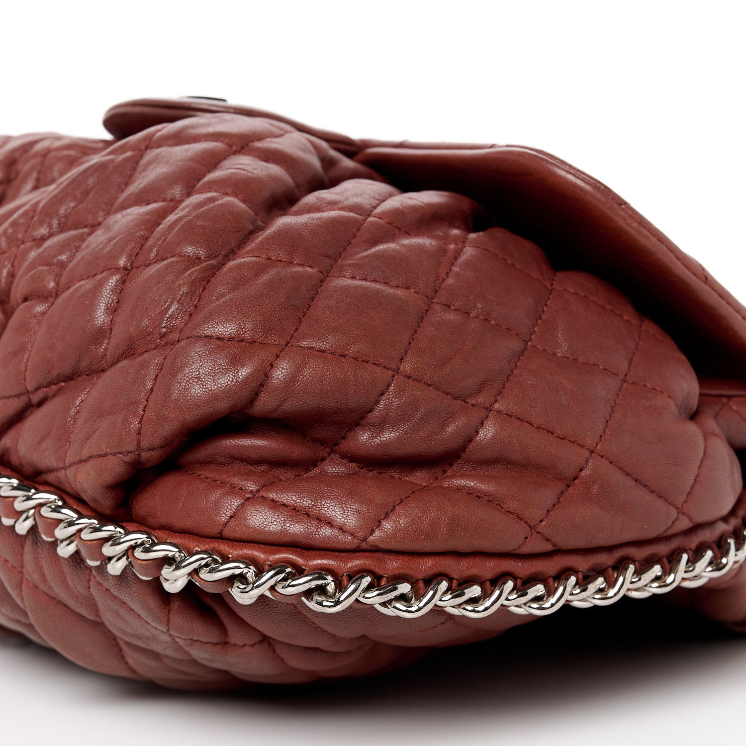 Chanel Washed Lambskin Quilted Large Chain Around Messenger Brown 10 of 10