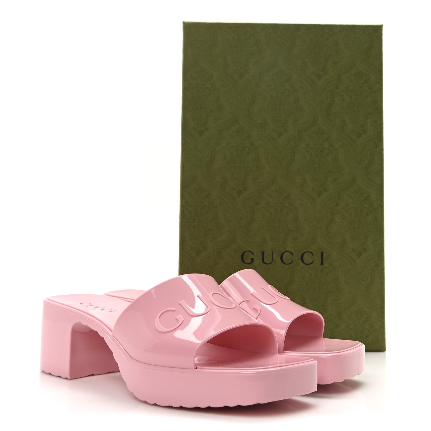Rubber Gucci Logo Womens Platform 20/60mm Slide Sandals 37 Wild Rose