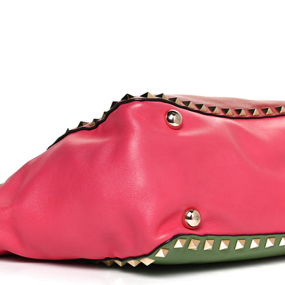 Valentino Garavani Vitello Colorblock Small Rockstud Tote Deep Rose Clover Grey Scarlet 13 of 22
