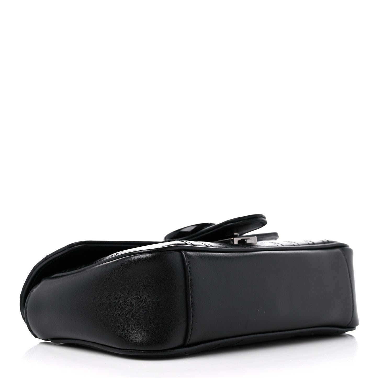 Calfskin Matelasse Monochrome Mini GG Marmont Shoulder Bag Black