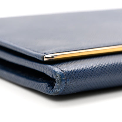 Prada Saffiano Metal Bar Chain Wallet Bleuette 7 of 7
