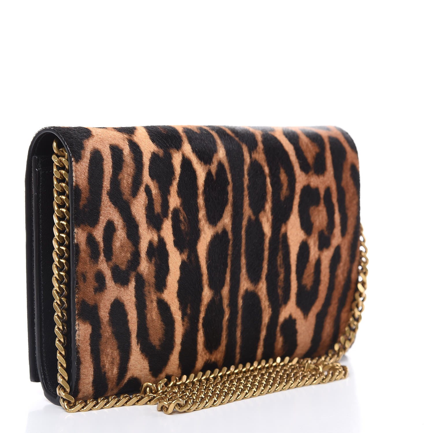 Saint Laurent Calf Hair Monogram Chain Wallet Leopard 3 of 10
