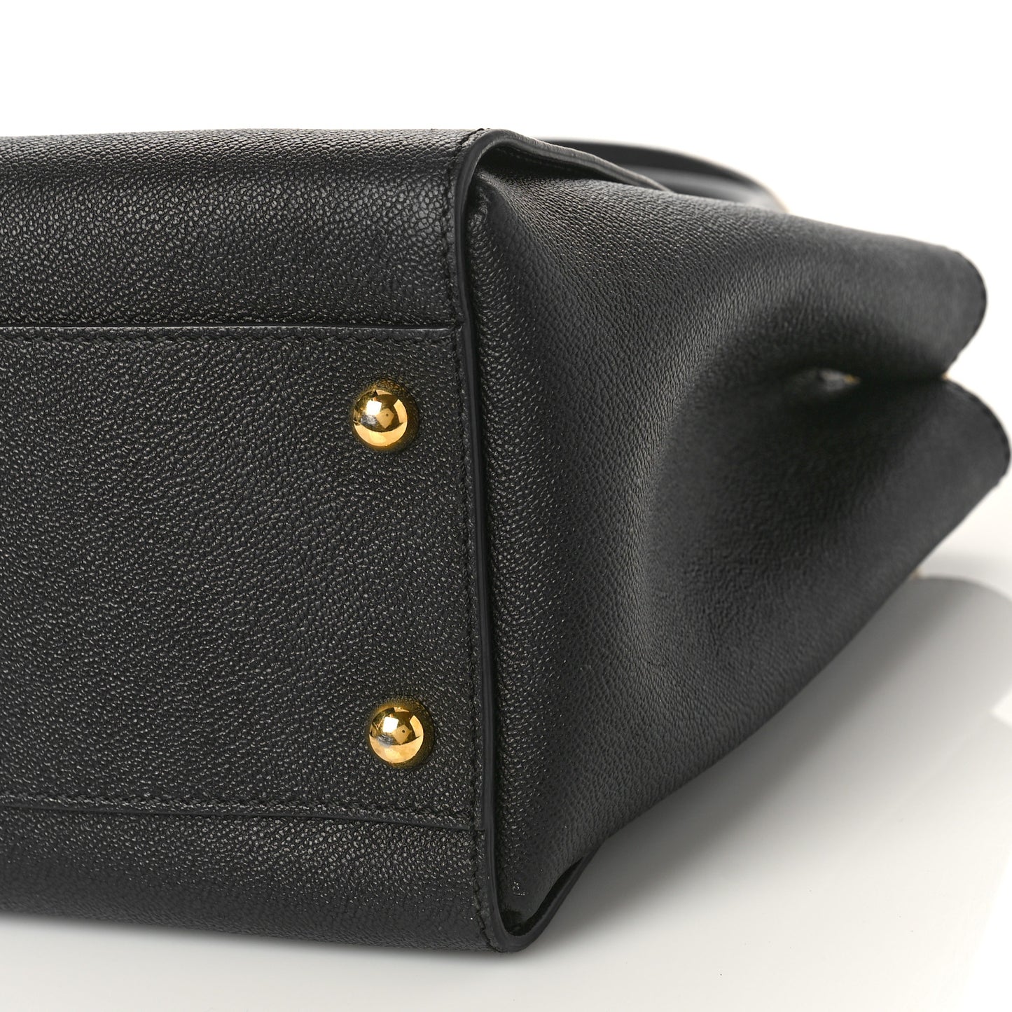 Soft Grain Calfskin Medium Buckle Tote Black