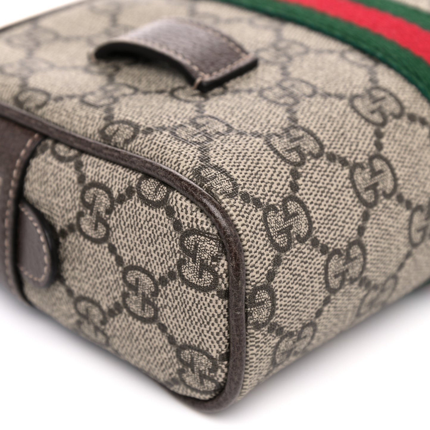GG Supreme Monogram Web Small Ophidia Belt Bag 85 34 Dark Brown