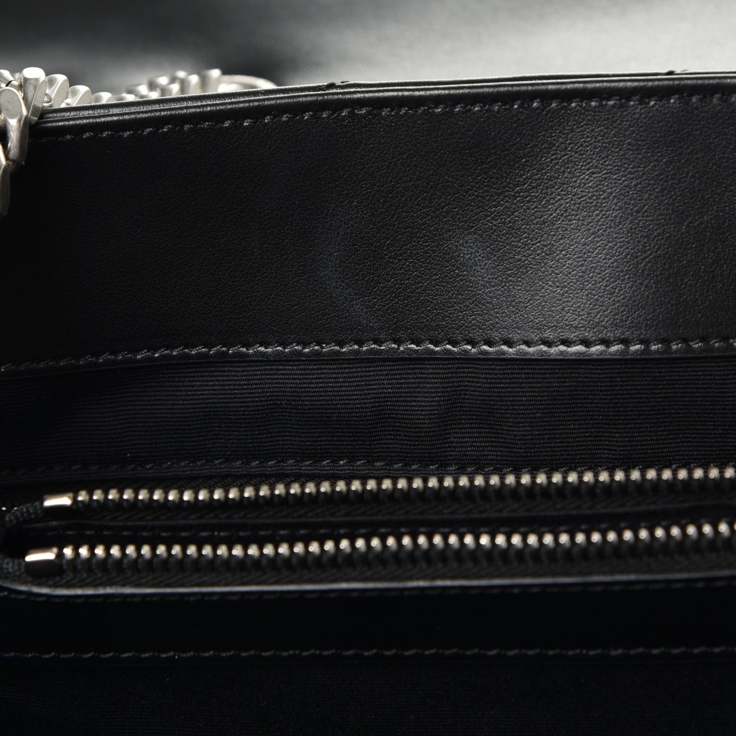 Calfskin Y Quilted Monogram Large Loulou Chain Satchel Black