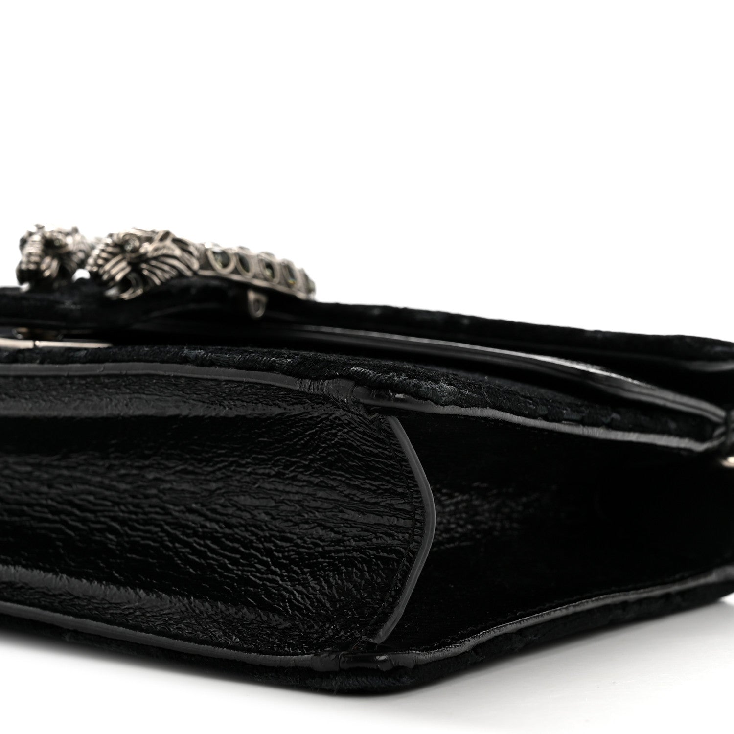 Gucci Velvet Skipper Crystal GG Monogram Small Dionysus Shoulder Bag Black Black Diamond 10 of 12