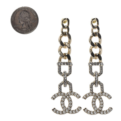 Chanel Metal Crystal CC Vendome CC Dangle Earrings Gold 2 of 4