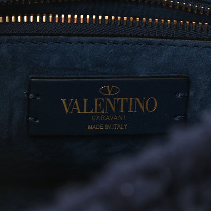 Valentino Garavani Cashmere Medium Roman Stud Shoulder Bag Marine 6 of 9