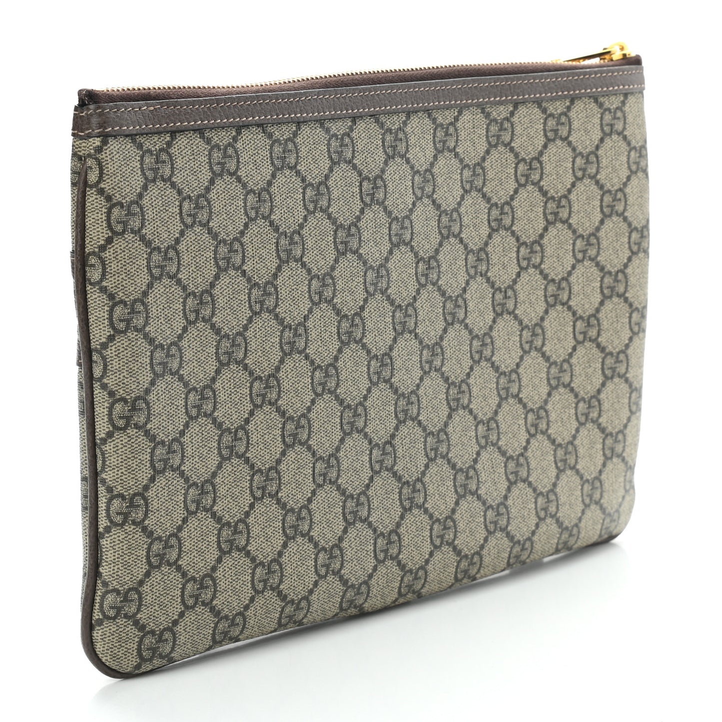 GG Supreme Monogram Large Ophidia Pouch Clutch Brown