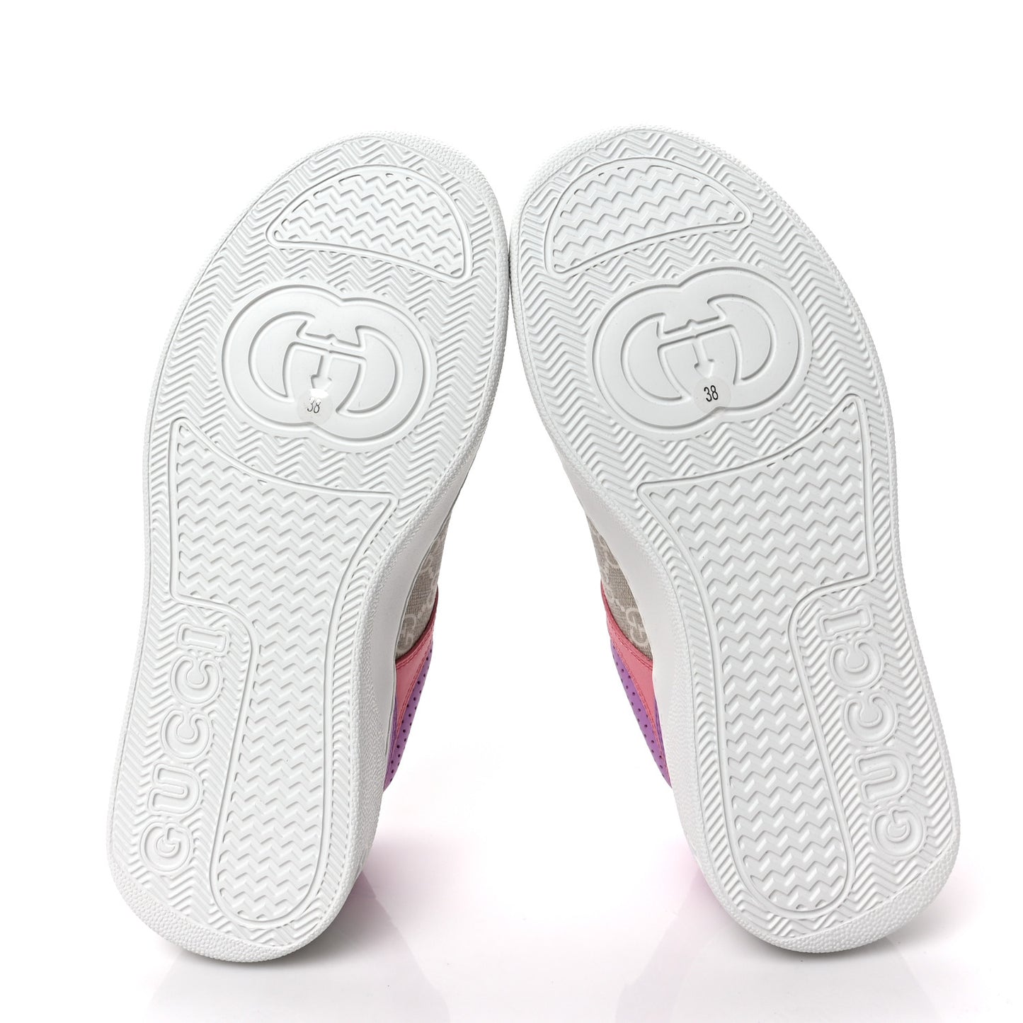 Calfskin GG Supreme Monogram Perforated Womens Platform 55mm Sneakers 38 Wild Cherry Beige Mystic White Bright Purple