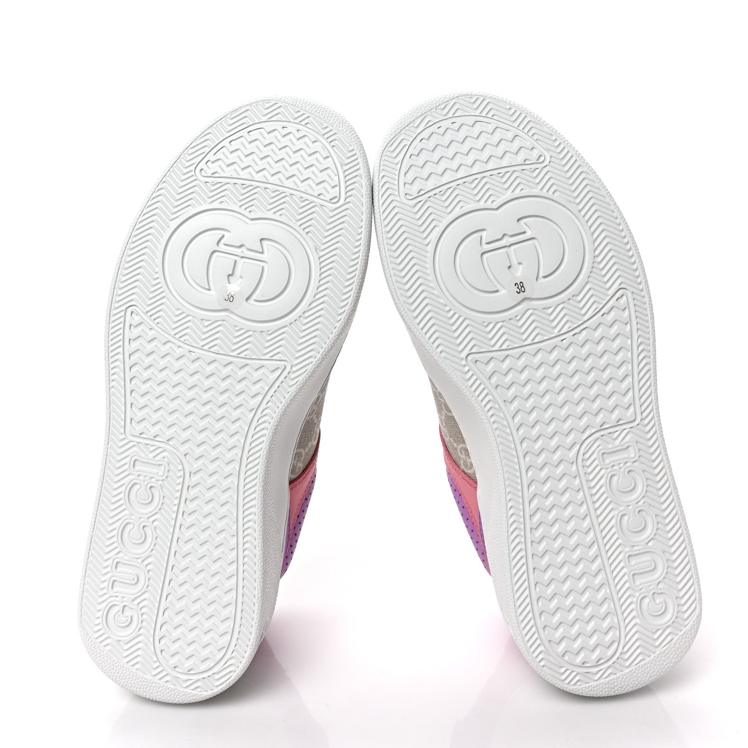 Gucci Calfskin GG Supreme Monogram Perforated Womens Platform 55mm Sneakers 38 Wild Cherry Beige Mystic White Bright Purple 5 of 8