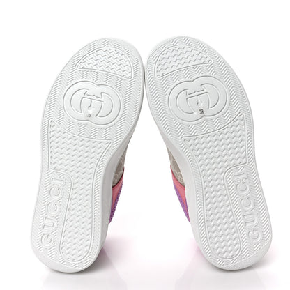 Gucci Calfskin GG Supreme Monogram Perforated Womens Platform 55mm Sneakers 38 Wild Cherry Beige Mystic White Bright Purple 5 of 8