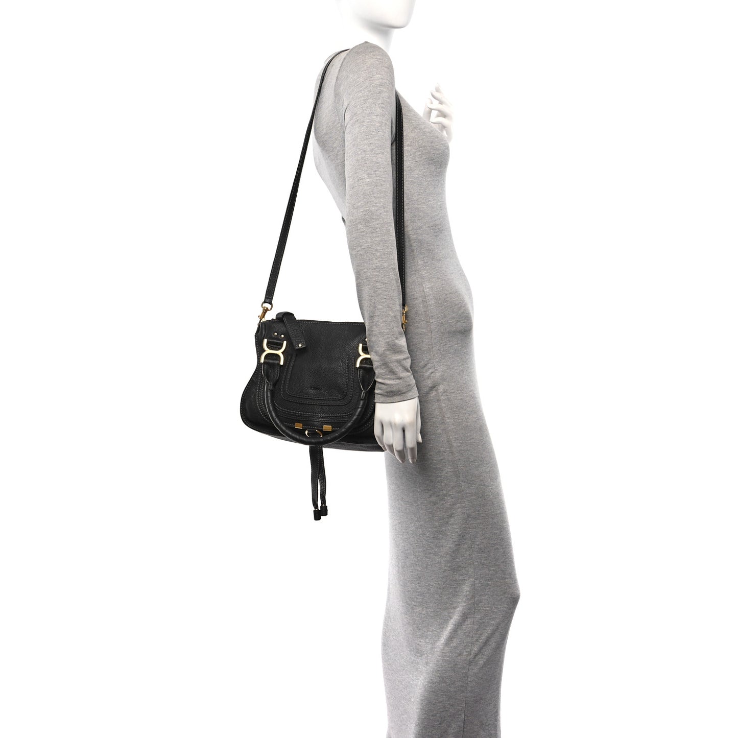 Calfskin Small Marcie Satchel Black