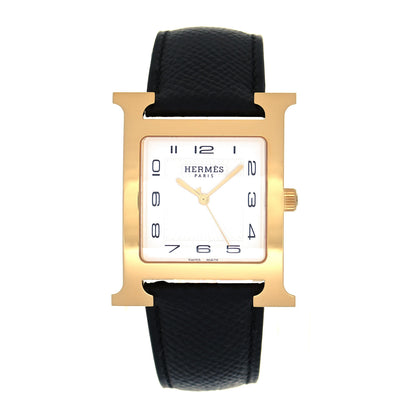 Hermes Stainless Steel Epsom 30.5mm Heure H Hour Quartz Watch Noir 1 of 5