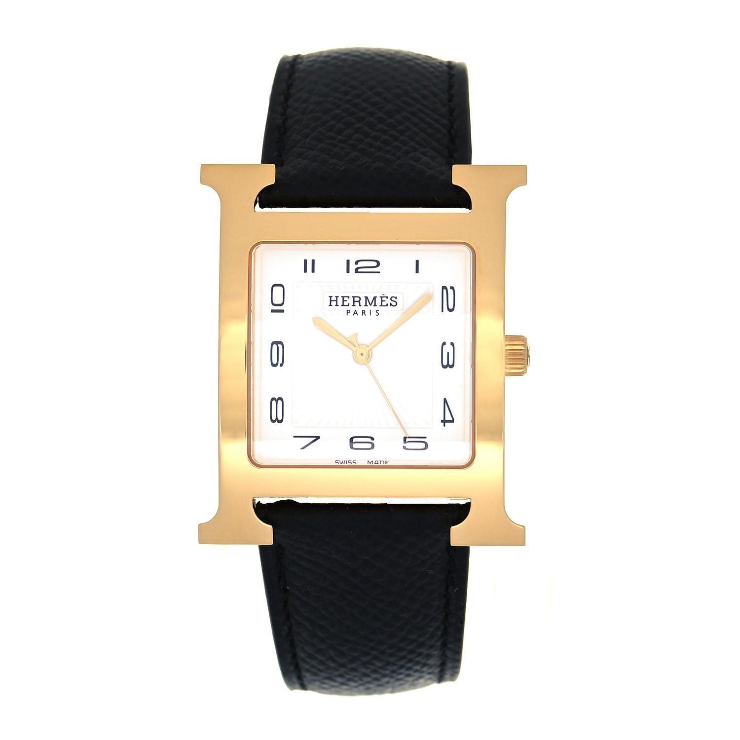 Hermes Stainless Steel Epsom 30.5mm Heure H Hour Quartz Watch Noir 1 of 5