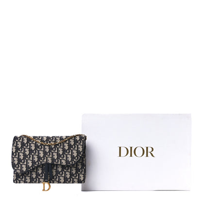 Christian Dior Oblique Saddle Chain Pouch Blue 11 of 11