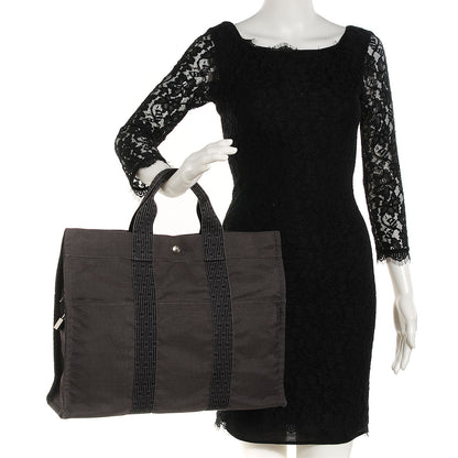 Hermes Canvas Herline MM Tote Grey 15 of 26
