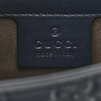 Gucci Guccissima Signature Single Buckle Flap Messenger Bag Navy 6 of 10