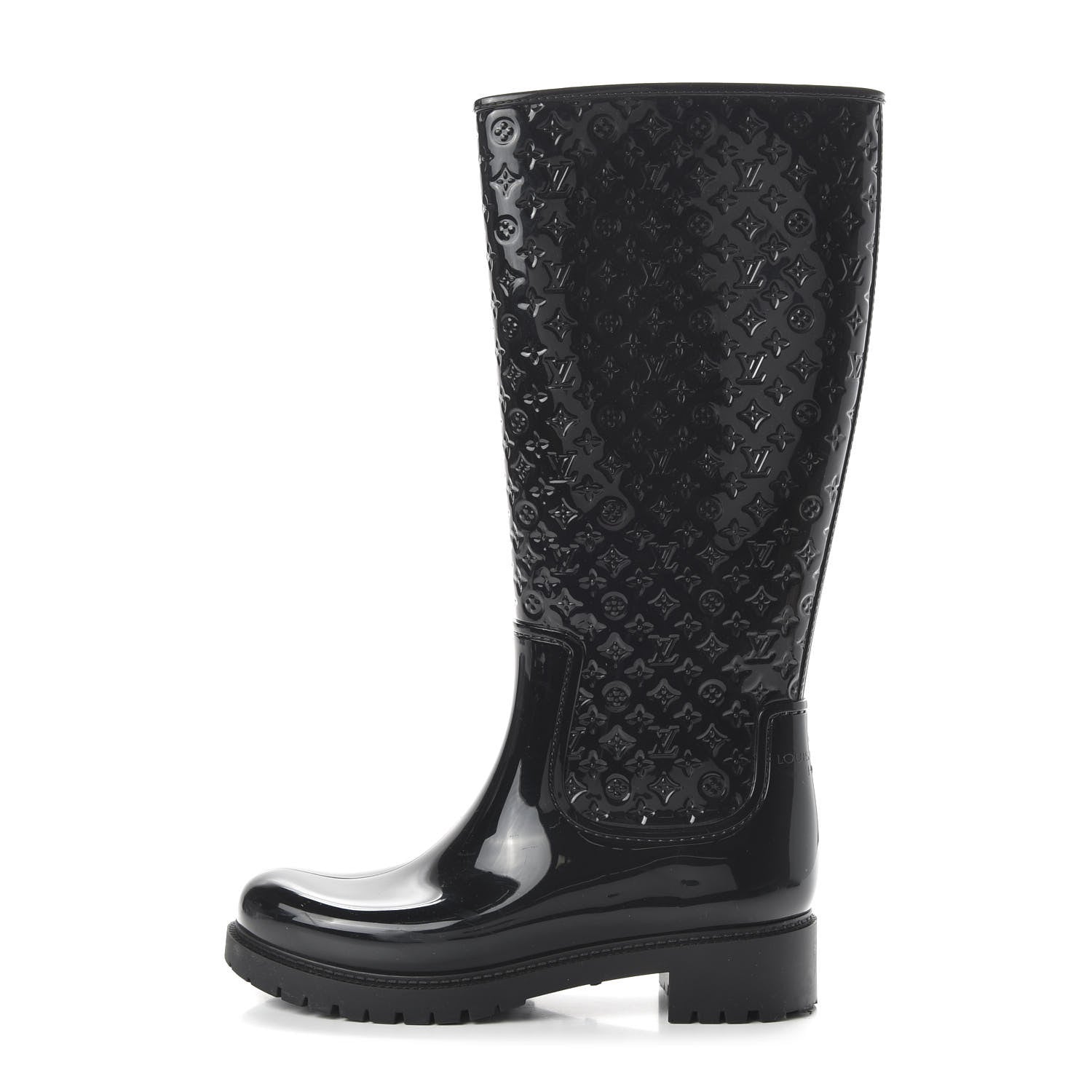 Louis Vuitton Rubber Embossed Monogram Splash Rain Boots 39 Black 1 of 7