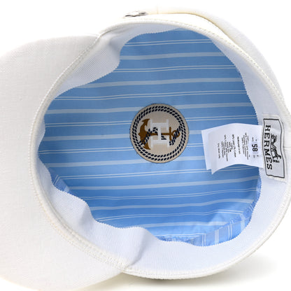 Hermes Linen Twill Cabourg Cap 58 White 6 of 7