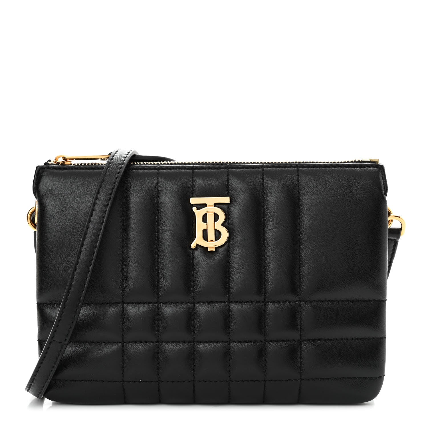 Burberry Lambskin Quilted Lola Double Pouch Crossbody Black 1 of 11